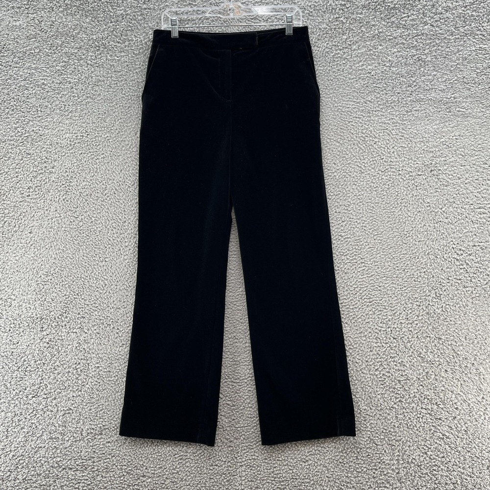 St John Evening Pants Womens 8 Black Velvet Straight Leg Classic Made USA